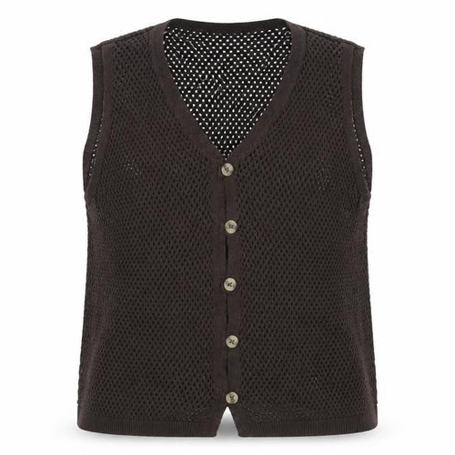 Marks and Spencer Women Brown Open Knit Cotton Vest XL