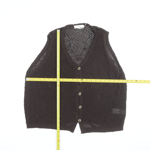 Marks and Spencer Women Brown Open Knit Cotton Vest XL