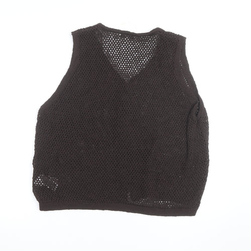 Marks and Spencer Women Brown Open Knit Cotton Vest XL