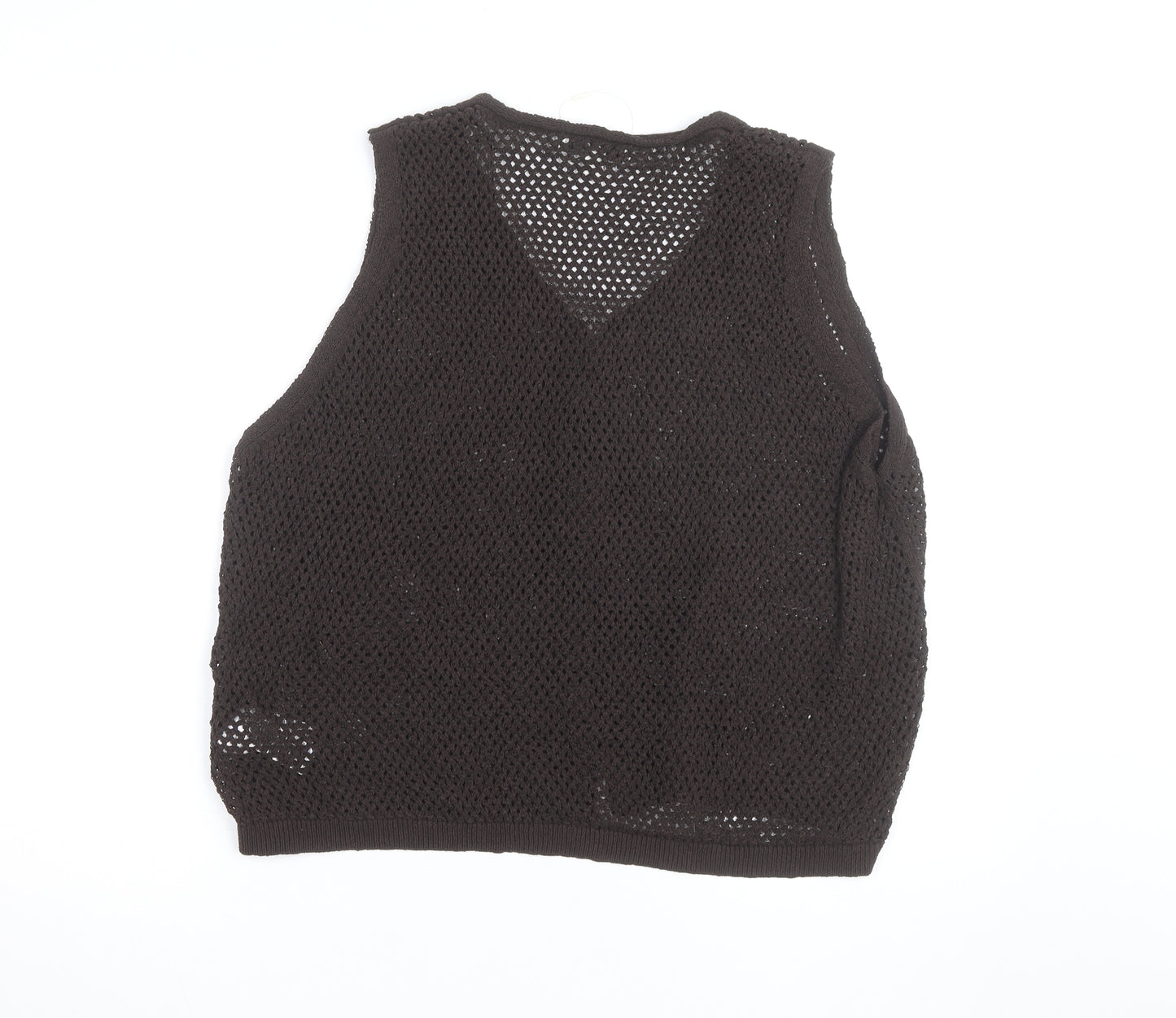 Marks and Spencer Women Brown Open Knit Cotton Vest XL
