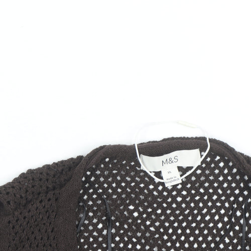 Marks and Spencer Women Brown Open Knit Cotton Vest XL
