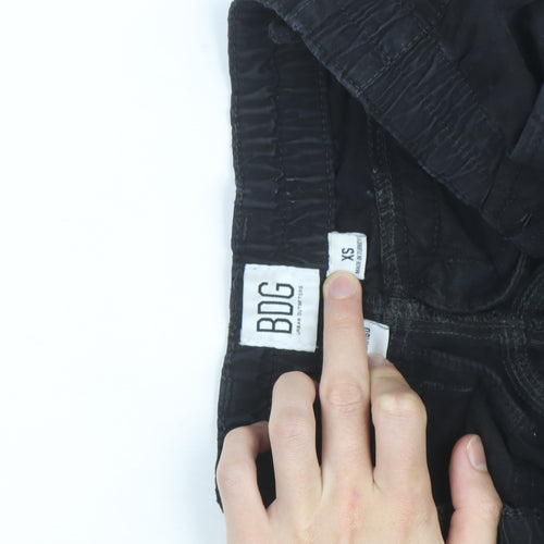 BDG Men's Black XS Cargo Trousers Elastic Waist Cotton
