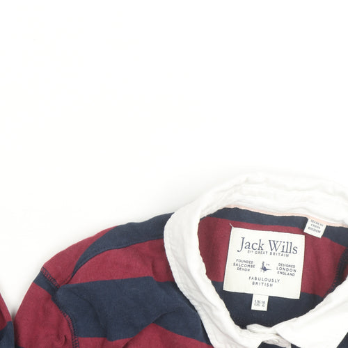 Jack Wills Men's Multicoloured Striped Rugby Shirt M Long Sleeve Cotton