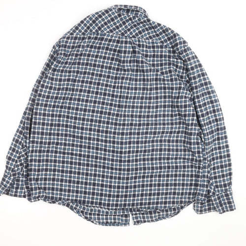 Boohoo Womens Blue Check Flannel Long Sleeve Button-Up Shirt Size 8