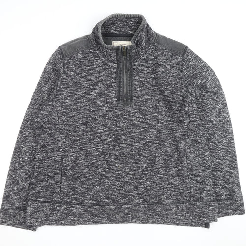Fat Face Men's Grey 2XL 1/4 Zip Cotton Blend Jumper
