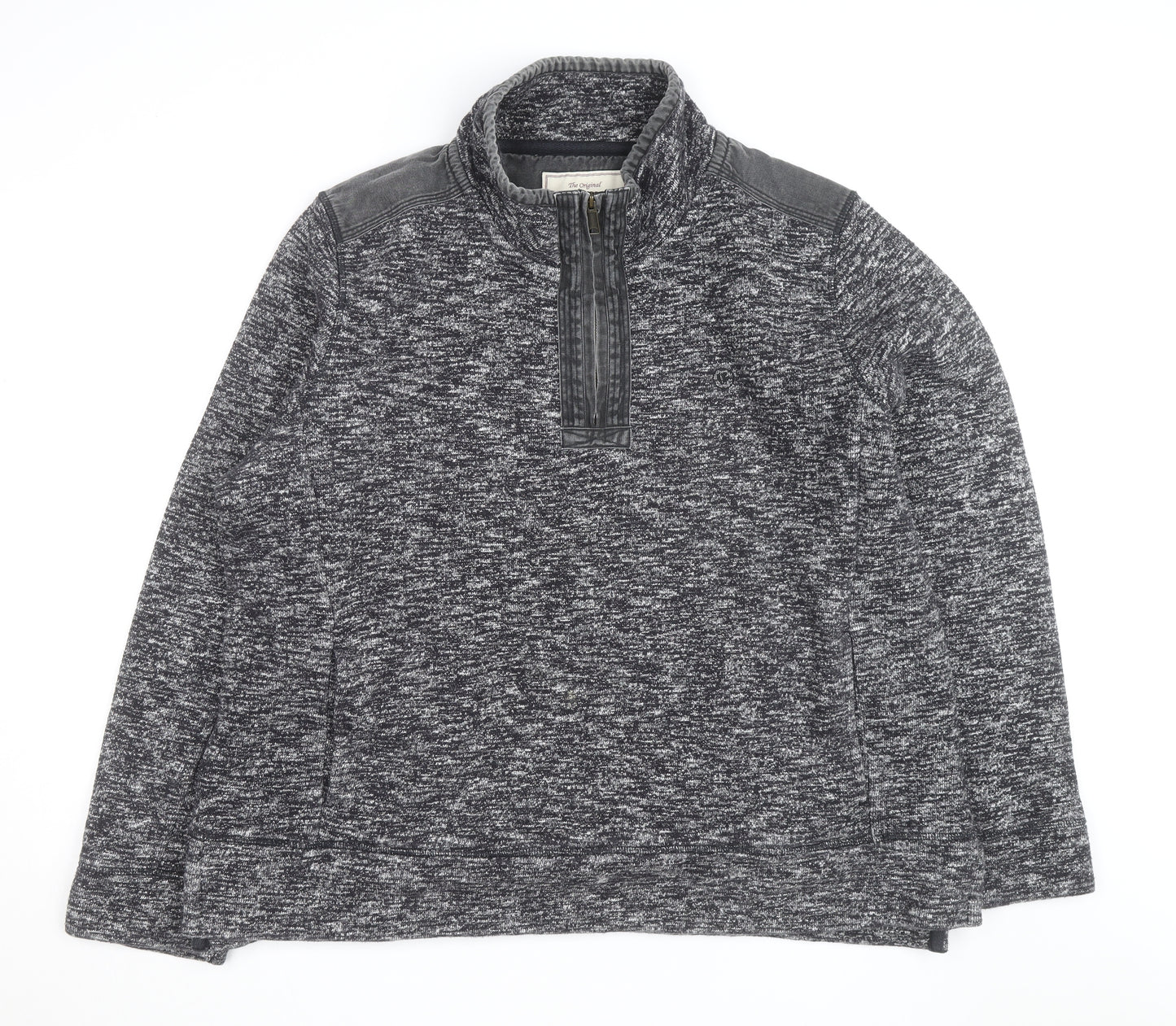 Fat Face Men's Grey 2XL 1/4 Zip Cotton Blend Jumper