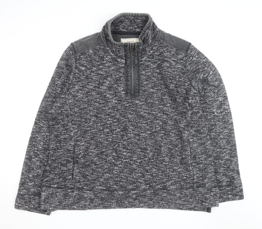 Fat Face Men's Grey 2XL 1/4 Zip Cotton Blend Jumper