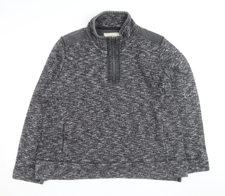 Fat Face Men's Grey 2XL 1/4 Zip Cotton Blend Jumper