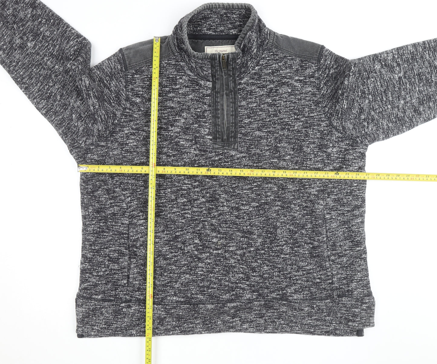 Fat Face Men's Grey 2XL 1/4 Zip Cotton Blend Jumper