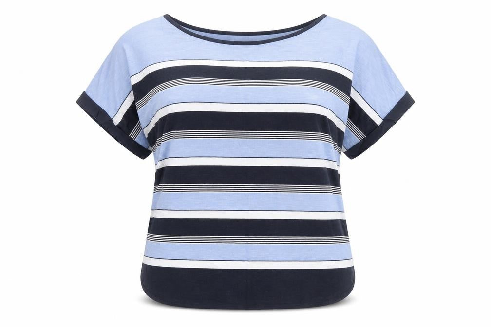 Oasis Women’s Blue Striped Relaxed T-Shirt Size L