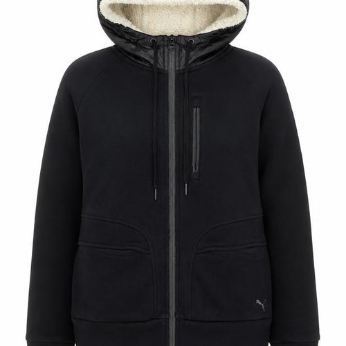 Puma Womens Black Full Zip Hooded Sweatshirt Size M Fleece Lined