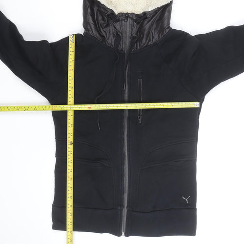 Puma Womens Black Full Zip Hooded Sweatshirt Size M Fleece Lined