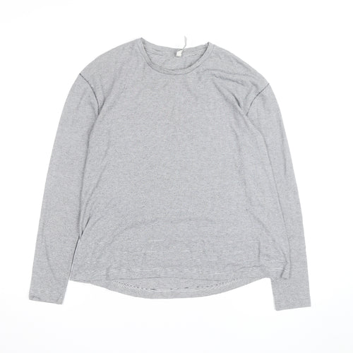 Maison de Nîmes Women’s Grey Striped Long Sleeve Jersey T-Shirt Size 10