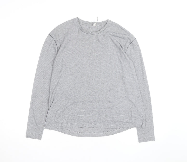 Maison de Nîmes Women’s Grey Striped Long Sleeve Jersey T-Shirt Size 10