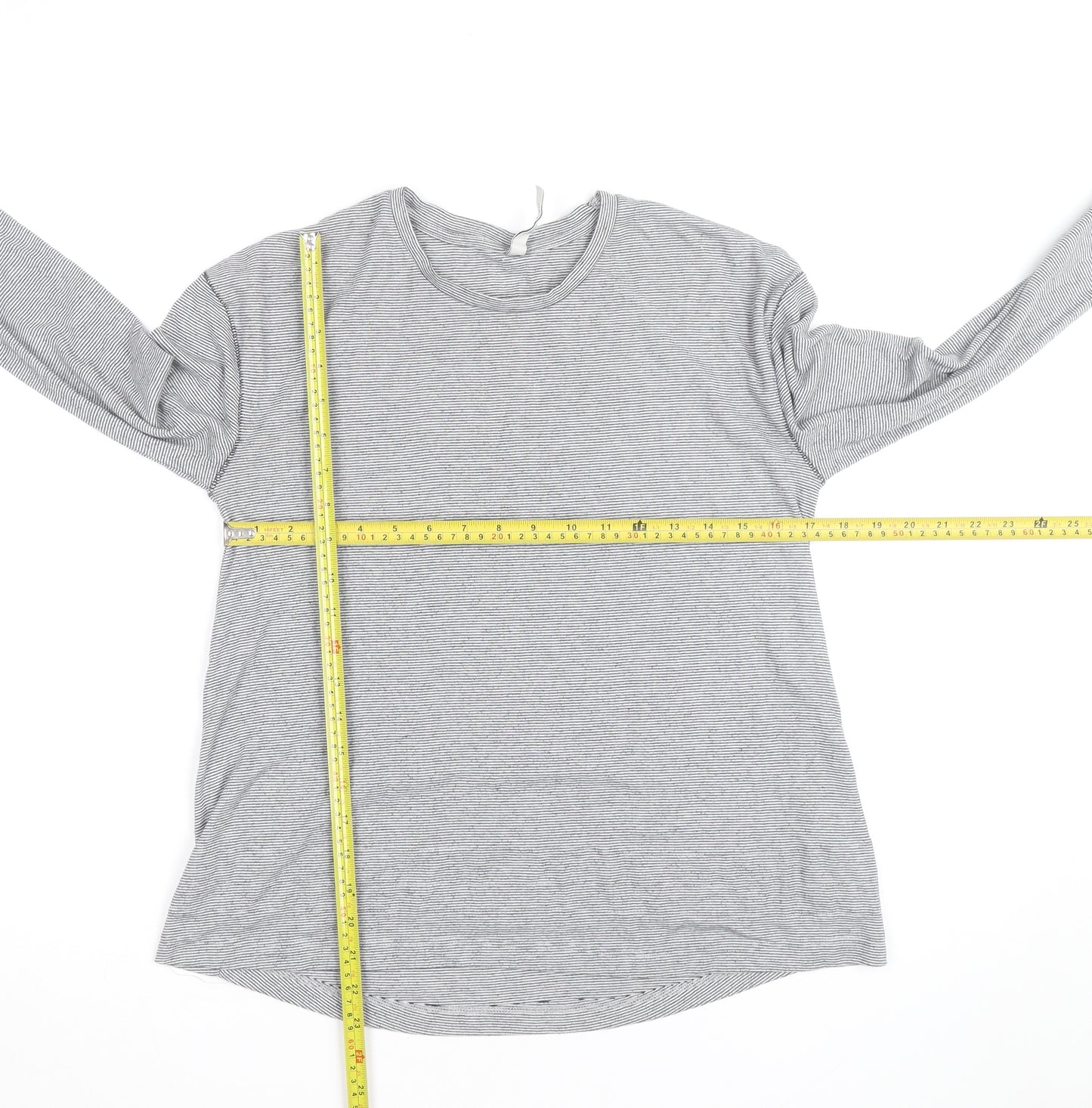 Maison de Nîmes Women’s Grey Striped Long Sleeve Jersey T-Shirt Size 10