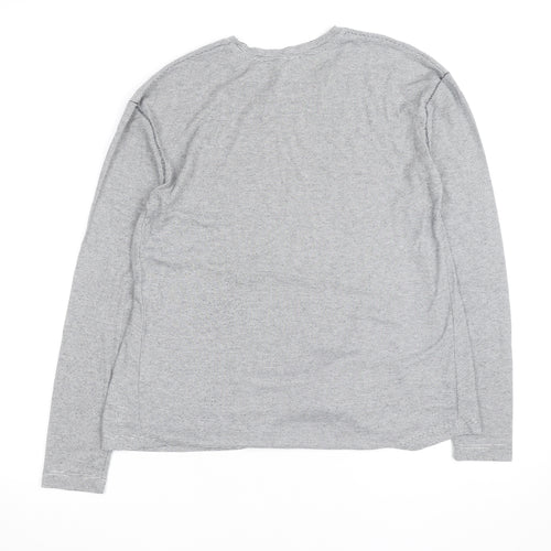 Maison de Nîmes Women’s Grey Striped Long Sleeve Jersey T-Shirt Size 10