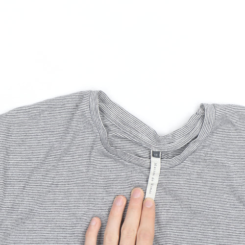 Maison de Nîmes Women’s Grey Striped Long Sleeve Jersey T-Shirt Size 10