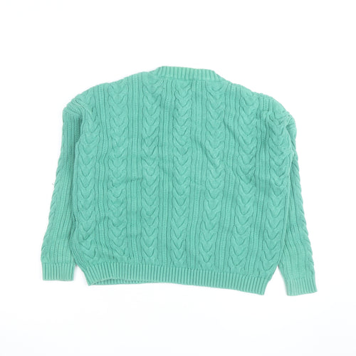 Superdry Women's Green Cable-Knit Cotton Jumper Size 8