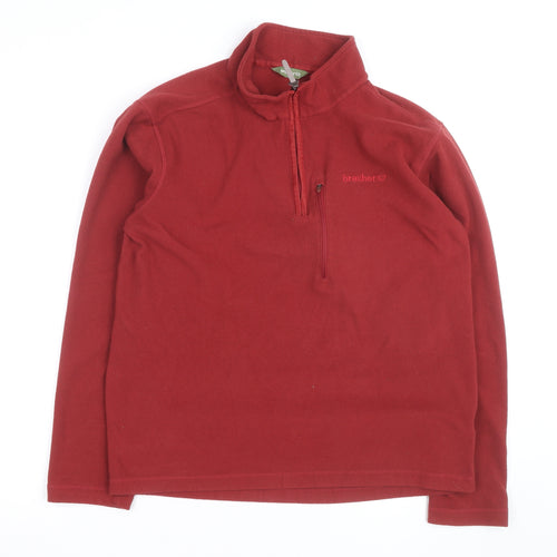 Brasher Mens Red Fleece 1/4 Zip Pullover Sweatshirt M