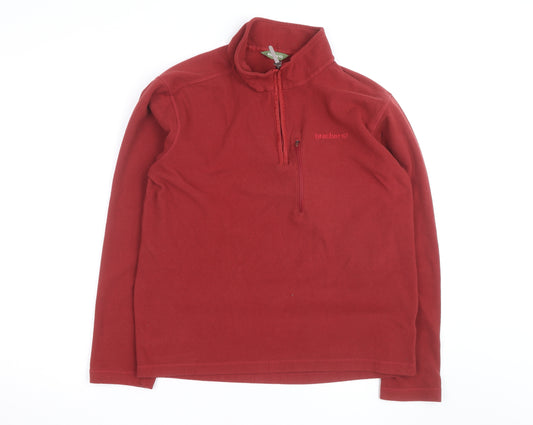 Brasher Mens Red Fleece 1/4 Zip Pullover Sweatshirt M