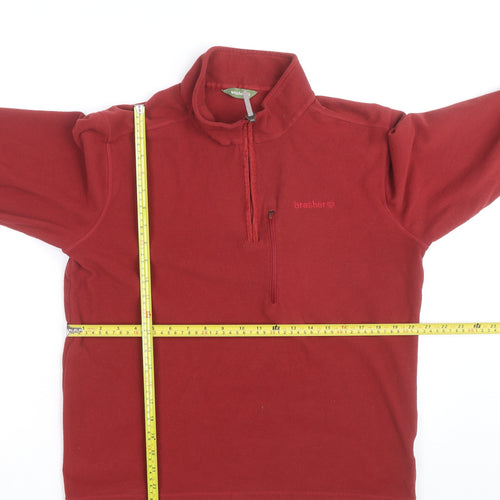 Brasher Mens Red Fleece 1/4 Zip Pullover Sweatshirt M