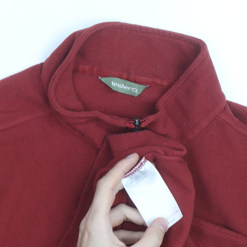 Brasher Mens Red Fleece 1/4 Zip Pullover Sweatshirt M