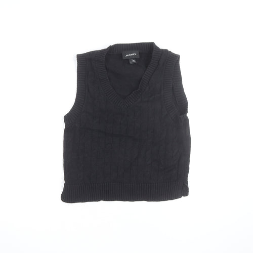Monki Women’s Black Cotton Cable Knit Sleeveless V-Neck Jumper Vest S