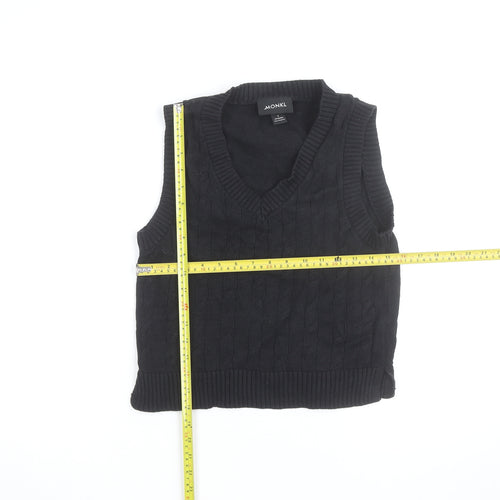 Monki Women’s Black Cotton Cable Knit Sleeveless V-Neck Jumper Vest S