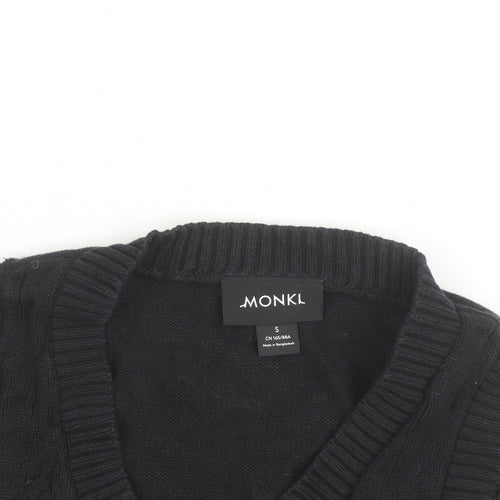 Monki Women’s Black Cotton Cable Knit Sleeveless V-Neck Jumper Vest S