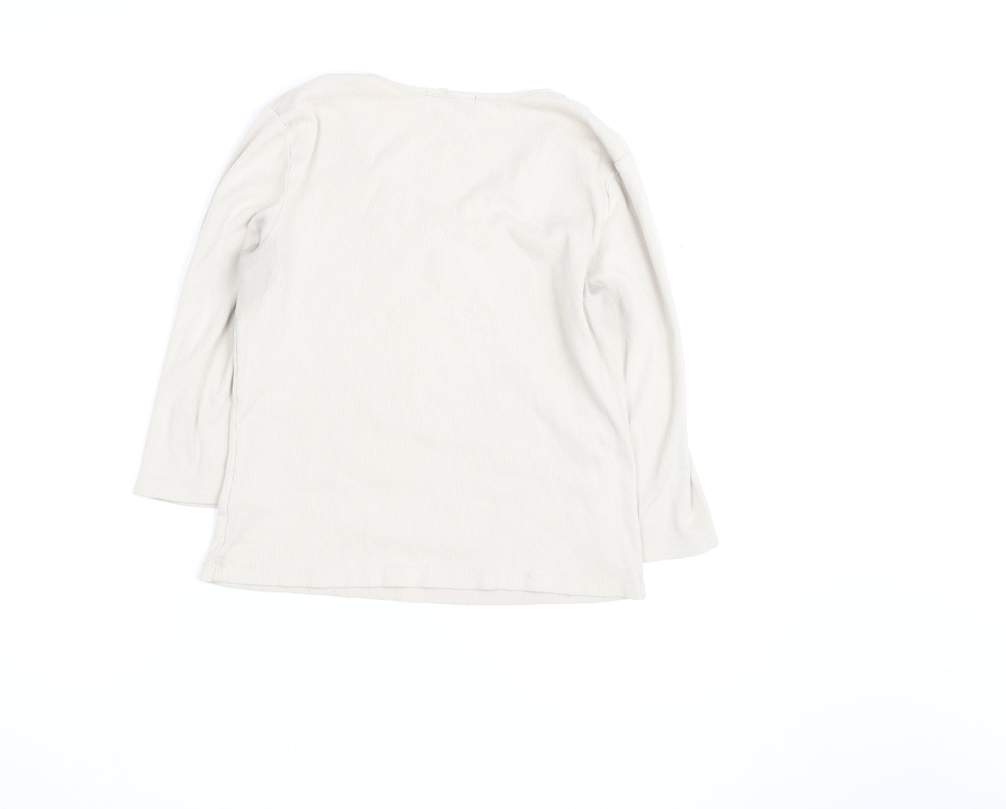 Debbie Morgan Women Beige V-Neck Lace Trim Stretch Jumper M