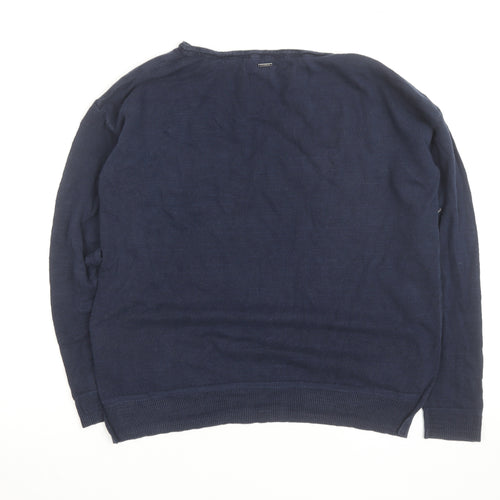 White Stuff Women's Blue Cotton Boat Neck Jumper Size 14