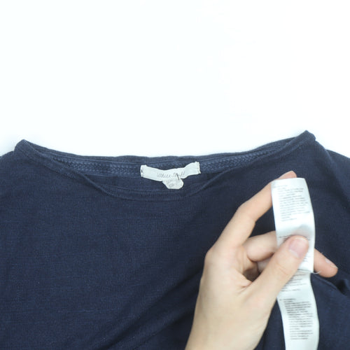 White Stuff Women's Blue Cotton Boat Neck Jumper Size 14