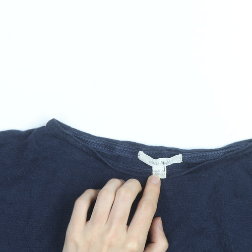 White Stuff Women's Blue Cotton Boat Neck Jumper Size 14