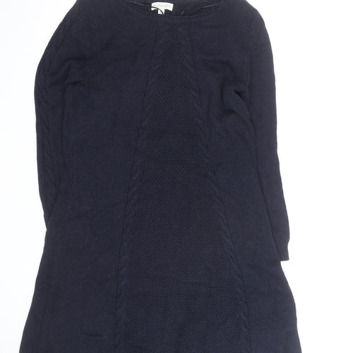 Monsoon Womens Blue Cable Knit Long Sleeve Tunic Jumper M