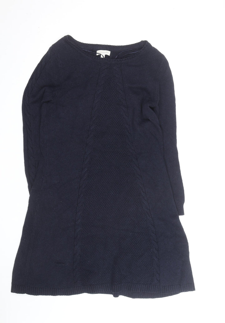 Monsoon Womens Blue Cable Knit Long Sleeve Tunic Jumper M