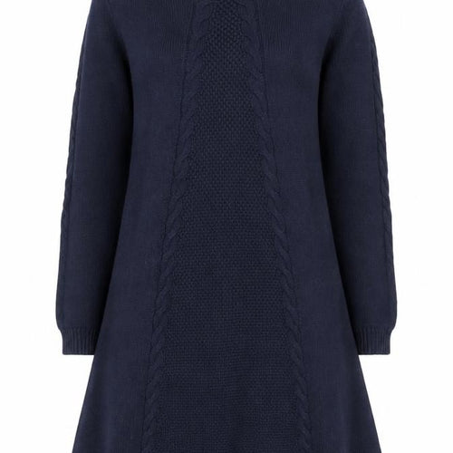 Monsoon Womens Blue Cable Knit Long Sleeve Tunic Jumper M