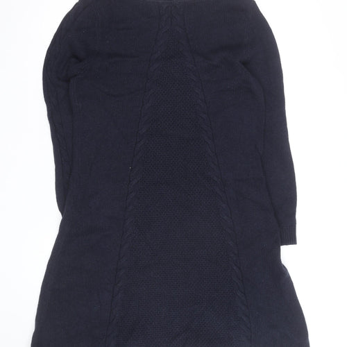 Monsoon Womens Blue Cable Knit Long Sleeve Tunic Jumper M