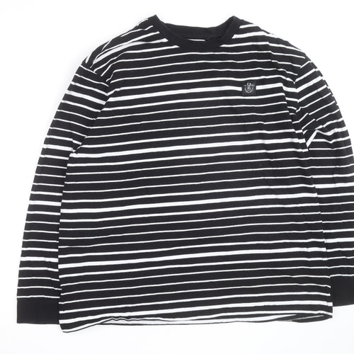 Next Women Black White Striped Long Sleeve Pullover Sweatshirt Size 14
