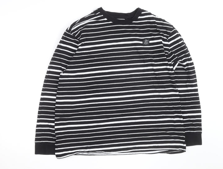 Next Women Black White Striped Long Sleeve Pullover Sweatshirt Size 14