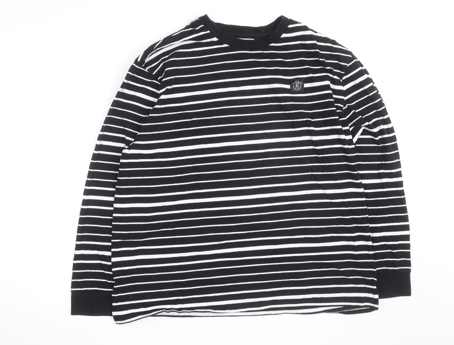 Next Women Black White Striped Long Sleeve Pullover Sweatshirt Size 14