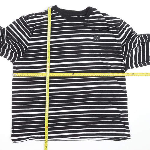 Next Women Black White Striped Long Sleeve Pullover Sweatshirt Size 14
