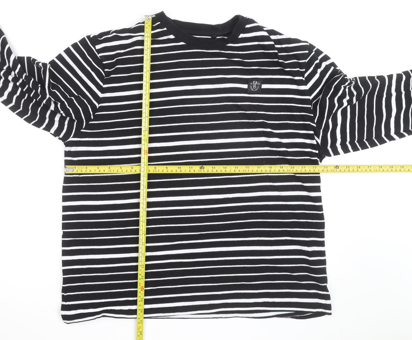 Next Women Black White Striped Long Sleeve Pullover Sweatshirt Size 14