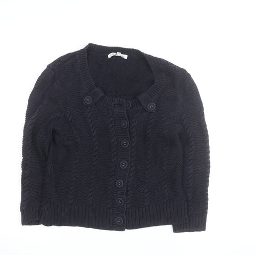 Laura Ashley Womens Black Cable Knit Cardigan Size 14