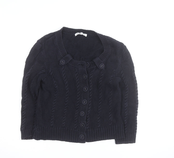 Laura Ashley Womens Black Cable Knit Cardigan Size 14