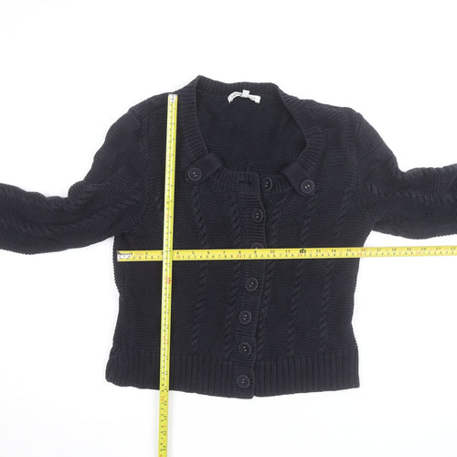 Laura Ashley Womens Black Cable Knit Cardigan Size 14