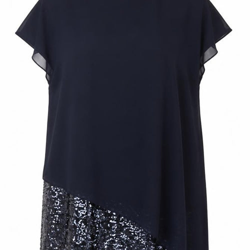 Ashley Brooke Women Blue Sequin Asymmetric Short Dress Size 22