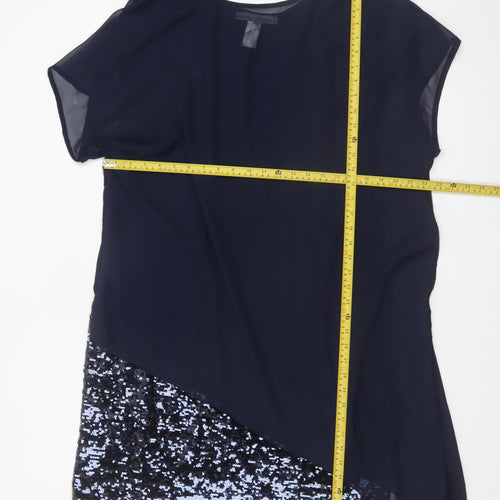 Ashley Brooke Women Blue Sequin Asymmetric Short Dress Size 22