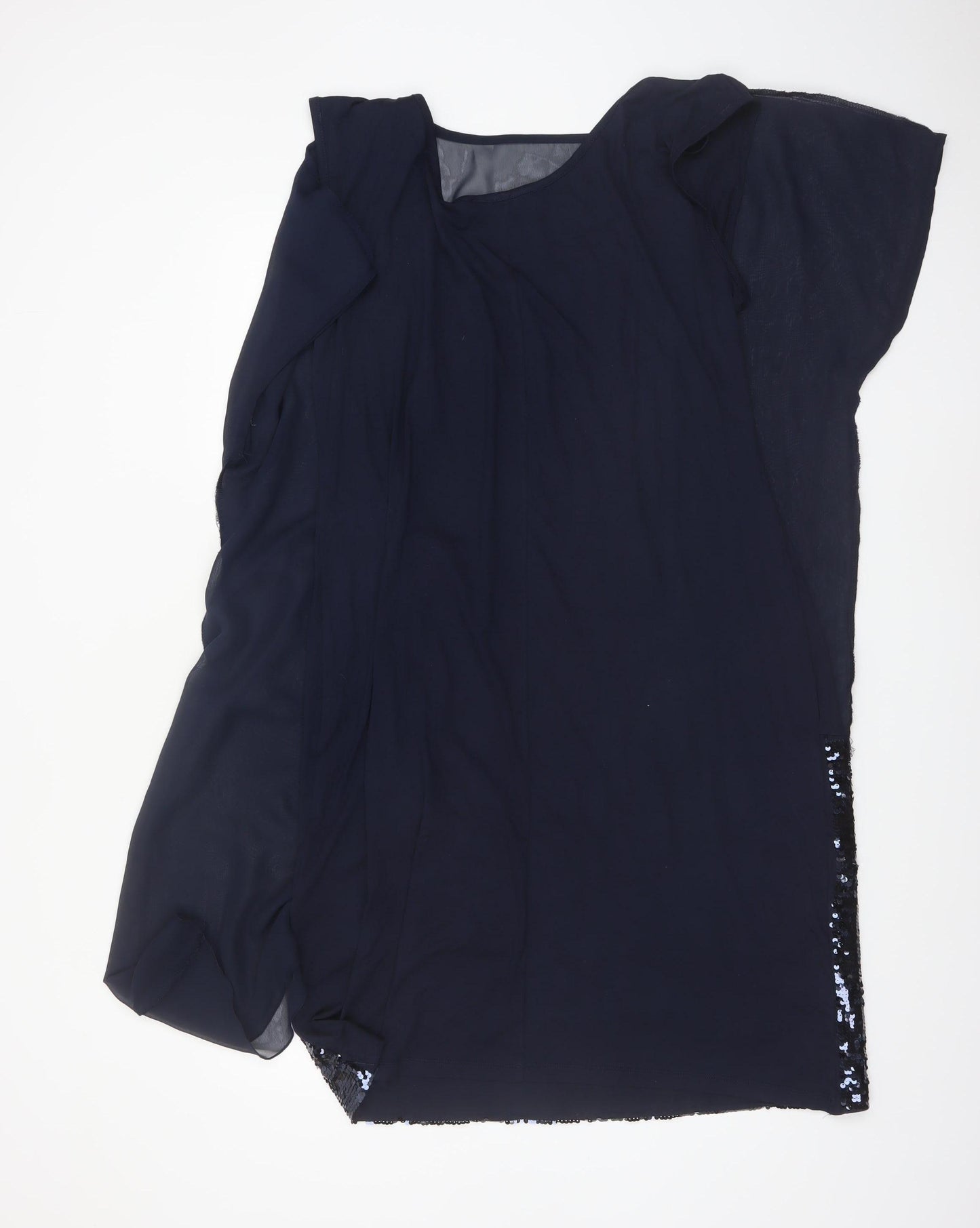 Ashley Brooke Women Blue Sequin Asymmetric Short Dress Size 22