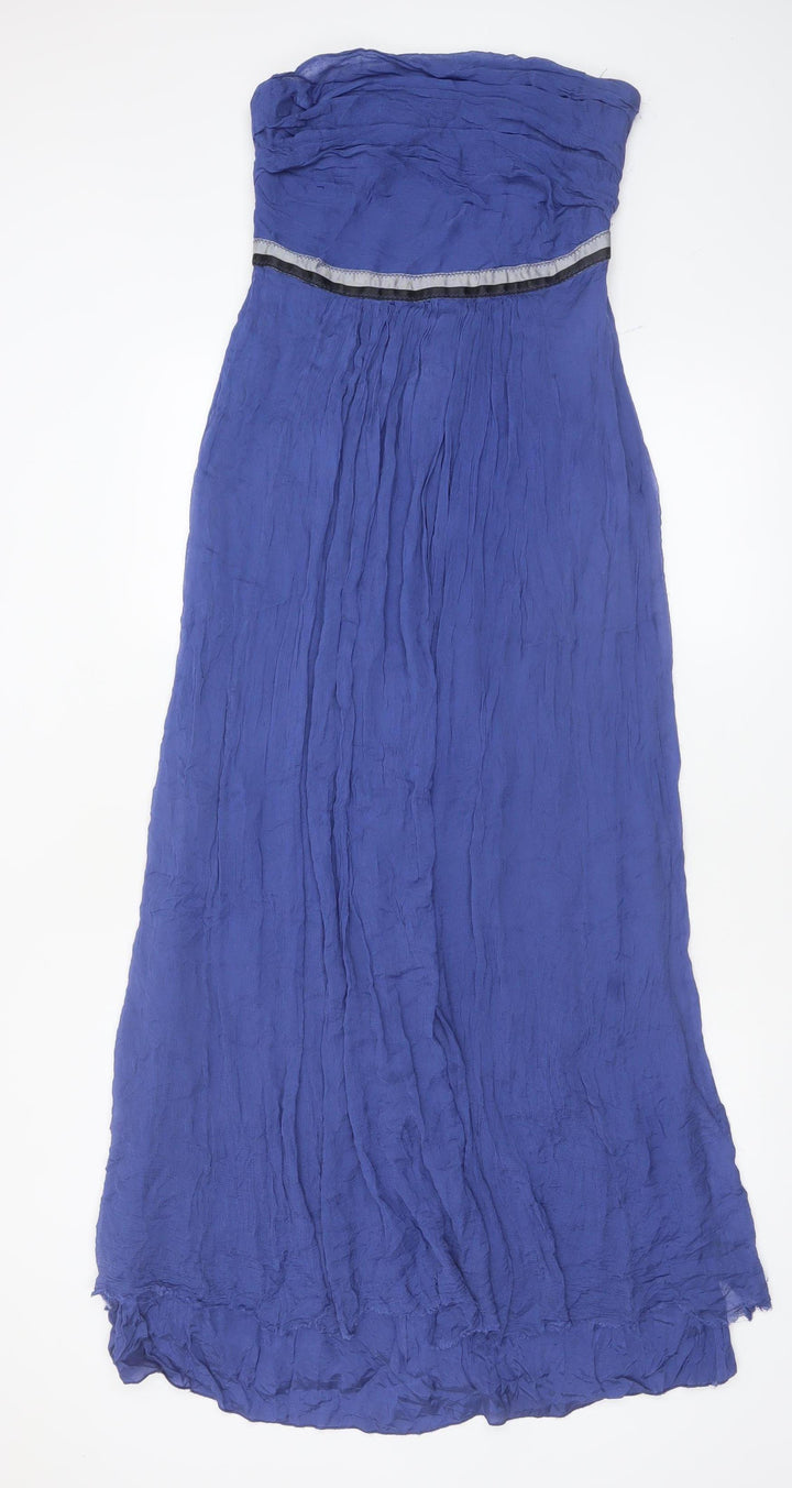 Kookai Women Blue Strapless Maxi Dress Size 10 Viscose