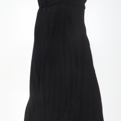 & Other Stories Women Black Silk Long Wrap Dress Size 10